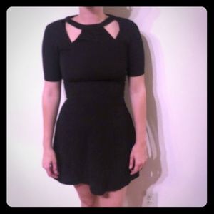 Black cut-out skater dress